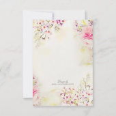 Romantic Pink Floral Waterverf Quinceanera Save The Date (Achterkant)