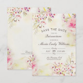Romantic Pink Floral Waterverf Quinceanera Save The Date (Voorkant / Achterkant)