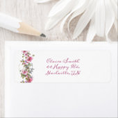 Romantic Pink Floral Waterverf Script Address Etiket (Insitu)