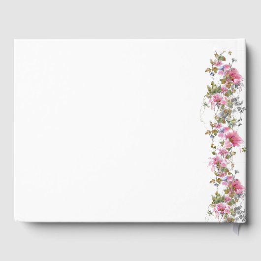 Romantic Pink Floral Waterverf Script Gastenboek (Achterkant)