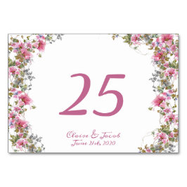 Romantic Pink Floral Waterverf Script Kaart