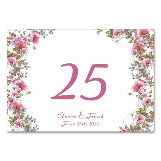 Romantic Pink Floral Waterverf Script Kaart (Achterkant)