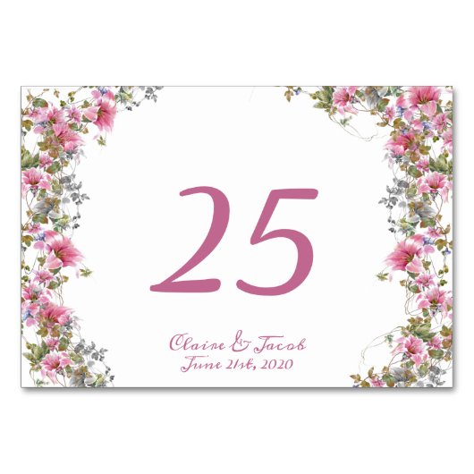 Romantic Pink Floral Waterverf Script Kaart (Voorkant)