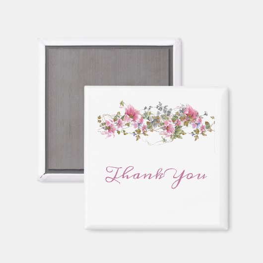 Romantic Pink Floral Waterverf Script Personaliser Magneet (Voorkant / Achterkant)