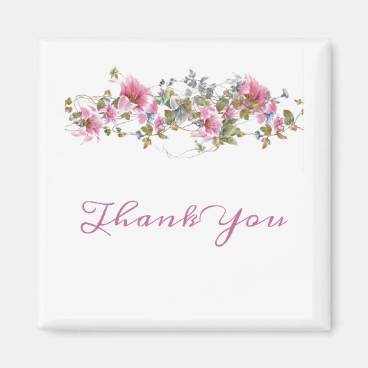 Romantic Pink Floral Waterverf Script Personaliser Magneet (Voorkant)