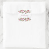 Romantic Pink Floral Waterverf Script Vierkante Sticker (Tas)