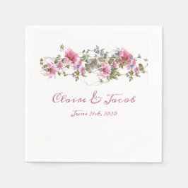 Romantic Pink Floral Waterverf Servet