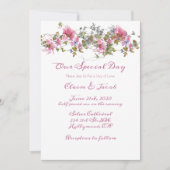 Romantic Pink Floral Waterverf Wedding Kaart (Voorkant)