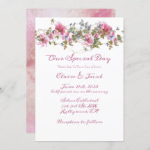 Romantic Pink Floral Waterverf Wedding