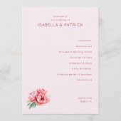 Romantic Pink Floral Wedding Ceremony Program Programmakaart (Voorkant)