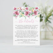 Romantic Pink Floral Wedding Informatiekaartje (Staand voorkant)