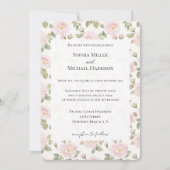 Romantic Pink Floral Wedding Kaart (Voorkant)