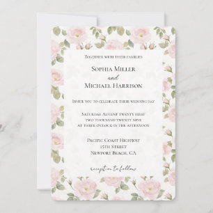 Romantic Pink Floral Wedding Kaart