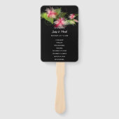 Romantic Pink Floral Wedding Programme Handwaaier (Voorkant)