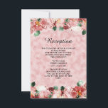 Romantic Pink Floral Wedding Reception Kaart<br><div class="desc">Romantische roze  uitnodiging voor de ontvangst van een bloemetjesbruiloft.</div>