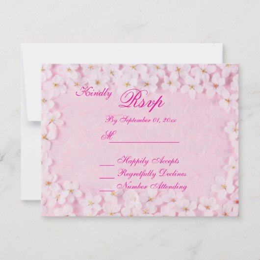 Romantic Pink Floral Wedding RSVP Card Kaart (Voorkant)