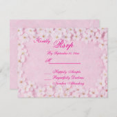 Romantic Pink Floral Wedding RSVP Card Kaart (Voorkant / Achterkant)