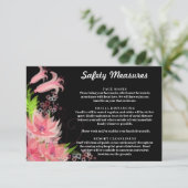 Romantic Pink Floral Wedding Safety Measures Informatiekaartje (Staand voorkant)