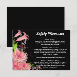 Romantic Pink Floral Wedding Safety Measures Informatiekaartje