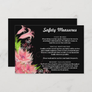 Romantic Pink Floral Wedding Safety Measures Informatiekaartje