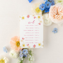 Romantic Pink Floral Wedding Seating Chart Card Kaart