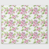 Romantic Pink Floral wrapping Paper Cadeaupapier (Vlak)