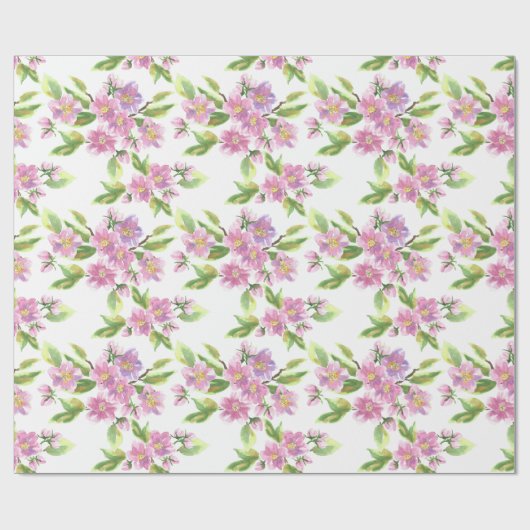 Romantic Pink Floral wrapping Paper Cadeaupapier (Vlak)