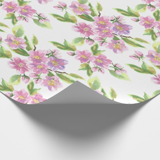 Romantic Pink Floral wrapping Paper Cadeaupapier (Hoek)