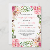 Romantic Pink Floral Wreath Wrap Formal Wedding Kaart (Voorkant)