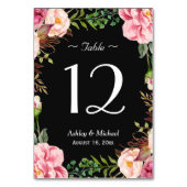 Romantic Pink Floral Wreator Weddenschappen Number Kaart (Achterkant)