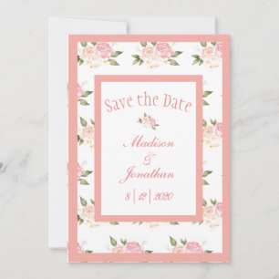 Romantic Pink Flowers Script Weddenschap Save The Date