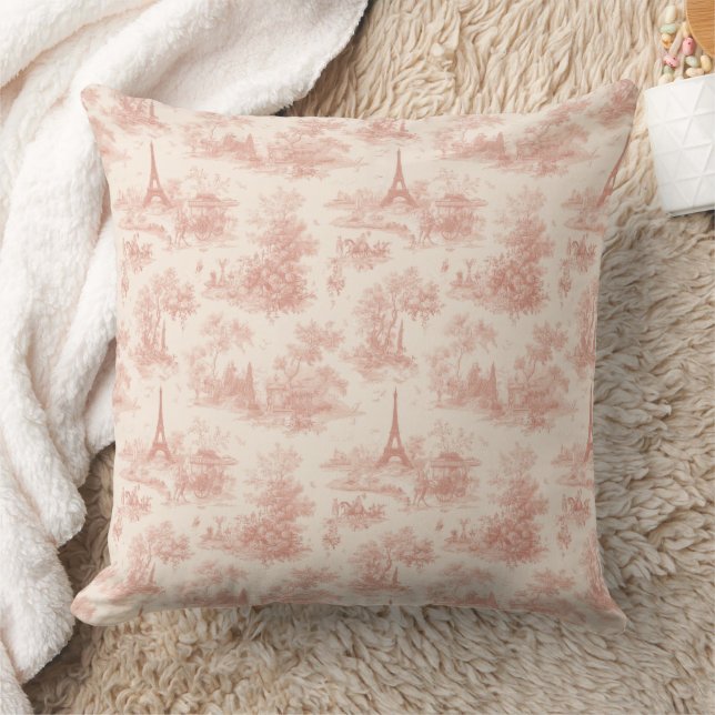 Romantic Pink French Toile Countryside Pattern (2) Kussen (Deken)