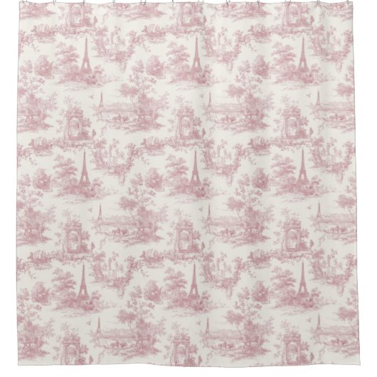 Romantic Pink French Toile Countryside Pattern (3) Douchegordijn (Voorkant)