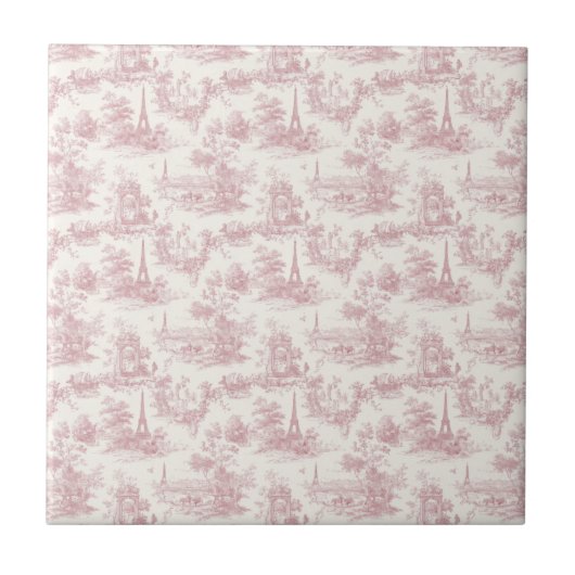 Romantic Pink French Toile Countryside Pattern (3) Tegeltje (Voorkant)