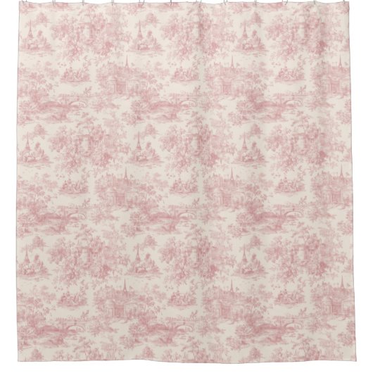 Romantic Pink French Toile Countryside Pattern (4) Douchegordijn (Voorkant)