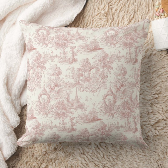 Romantic Pink French Toile Countryside Pattern (5) Kussen (Deken)