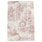 Romantic Pink French Toile Countryside Pattern (5) Medium Cadeauzakje (Achterkant)