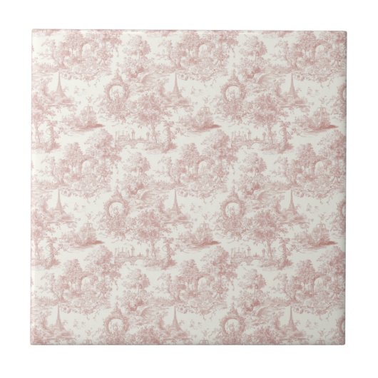 Romantic Pink French Toile Countryside Pattern (5) Tegeltje (Voorkant)