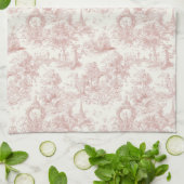 Romantic Pink French Toile Countryside Pattern (5) Theedoek (Gevouwen)