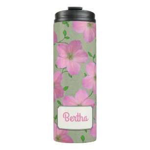 Romantic Pink Garden Flower Botanical any Name Thermosbeker