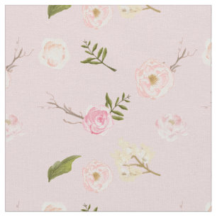 Romantic Pink Garden Waterverf Floral Stof