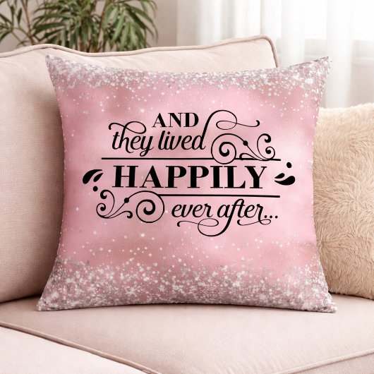 Romantic Pink Glitter Wedding Love Quote Kussen