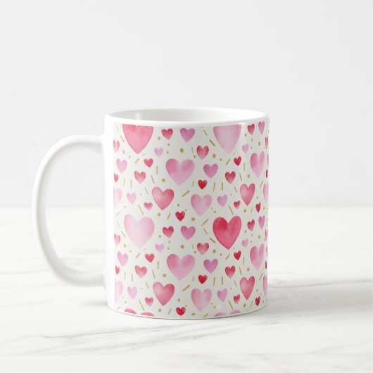 Romantic Pink & Gold Watercolor Pattern Koffiemok (Links)