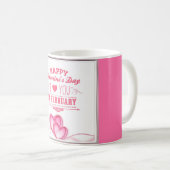 Romantic Pink Happy Valentines Day Koffiemok (Voorkant rechts)