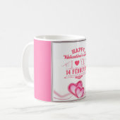 Romantic Pink Happy Valentines Day Koffiemok (Voorkant links)