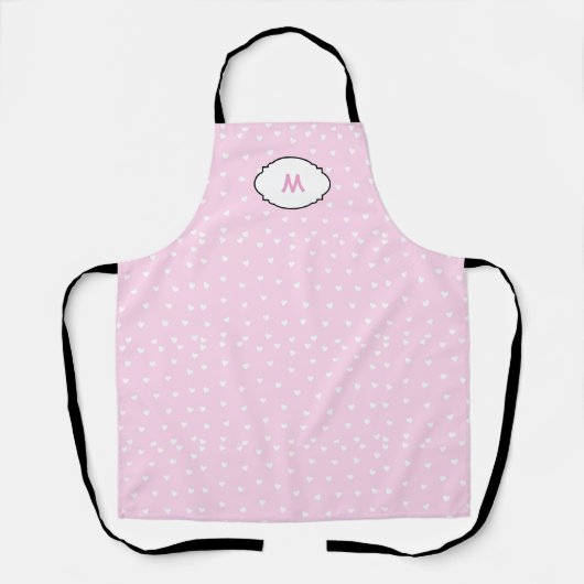 Romantic Pink Heart Apron with Initial Schort (Voorkant)
