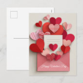 Romantic Pink Heart Envelope Valentine’s Day Card Feestdagenkaart (Voorkant / Achterkant)