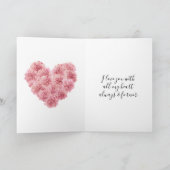 Romantic Pink Heart Flower Valentine's Day Love Kaart (Binnen)