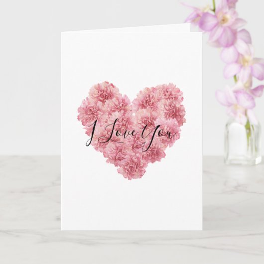 Romantic Pink Heart Flower Valentine's Day Love Kaart (Orchidee)