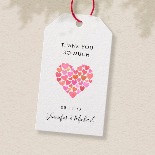Romantic Pink Heart Gift Label Cadeaulabel